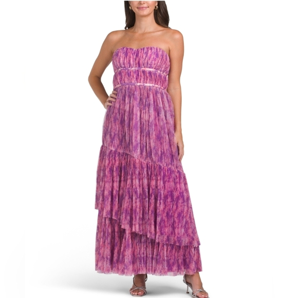 💗🔹️HUTCH 🔹️fuschia Renza Strapless Tulle Gown - Picture 3 of 7